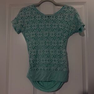 Deb Mint Green Lace Short Sleeve Top